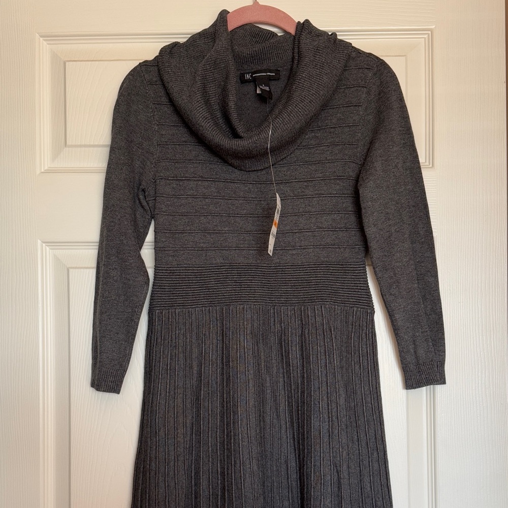 I.N.C. Women's Charcoal Cowl Neck Sweater Dress